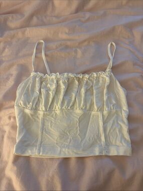 SHEIN White Ruffle-Trim Camisole Crop Top